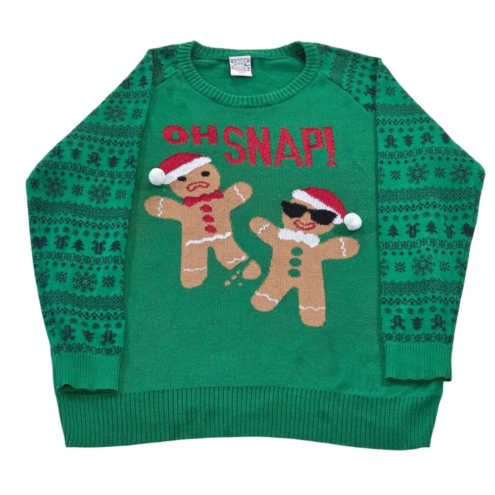 Well Worn Holiday Sweater Gingerbread‎ Men OH SNAP Ugly Christmas XXL